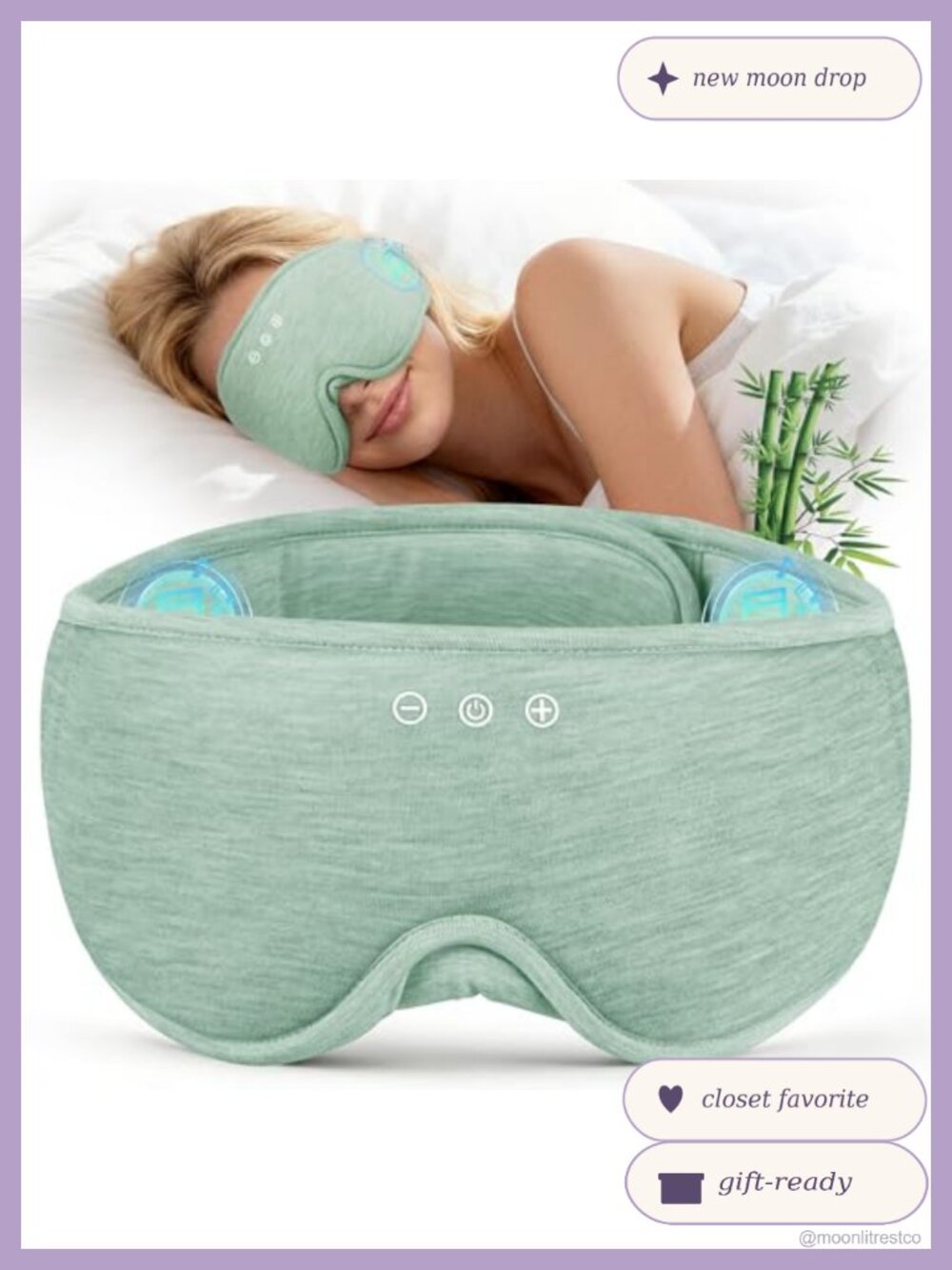 Bluetooth 5.4 Sleep Headphones Wireless Eye Mask Bamboo Fiber Side Sleeper